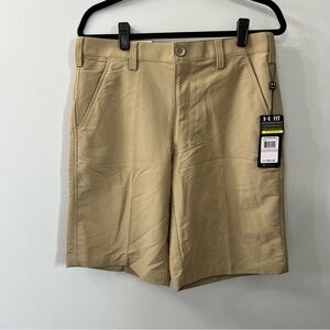 Under Armour Tan Khaki Performance Heat Gear Lightweight Shorts size 32 New